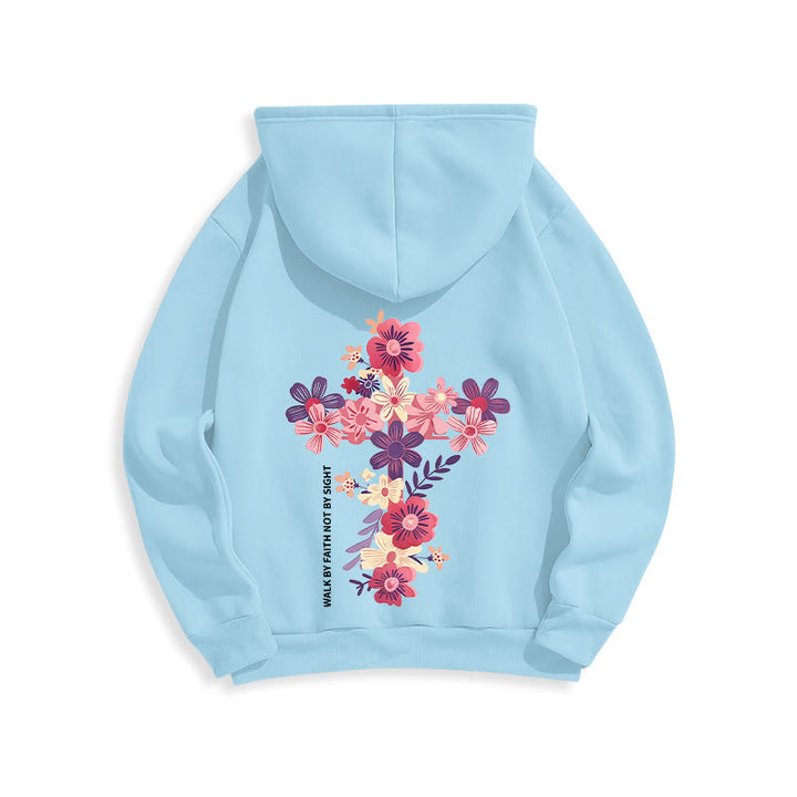 Christianartworkshop Jésus est la lumière Croix florale Foi Sweat à capuche en polyester doublé polaire - image 8