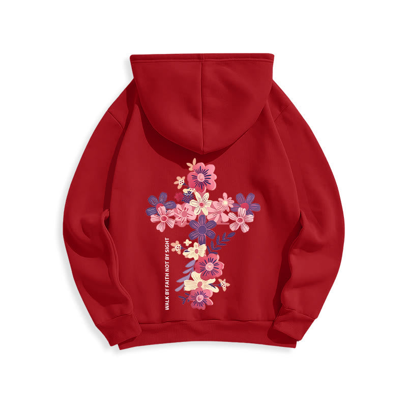 Christianartworkshop Jésus est la lumière Croix florale Foi Sweat à capuche en polyester doublé polaire - image 5