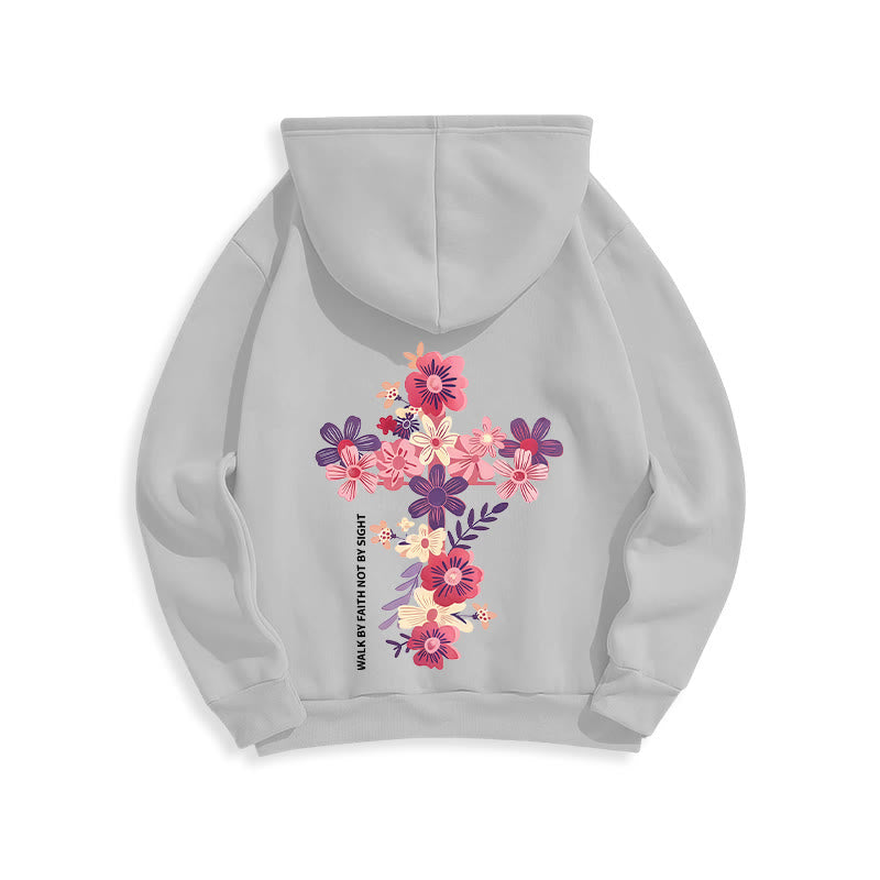 Christianartworkshop Jésus est la lumière Croix florale Foi Sweat à capuche en polyester doublé polaire - image 14