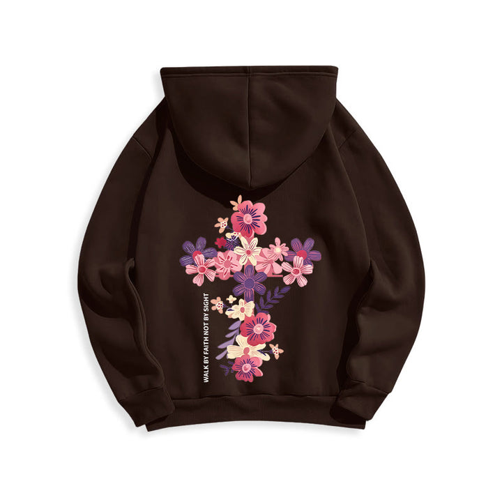 Christianartworkshop Jésus est la lumière Croix florale Foi Sweat à capuche en polyester doublé polaire - image 20