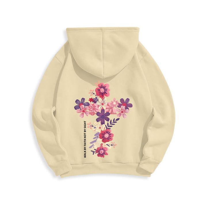 Christianartworkshop Jésus est la lumière Croix florale Foi Sweat à capuche en polyester doublé polaire - image 11