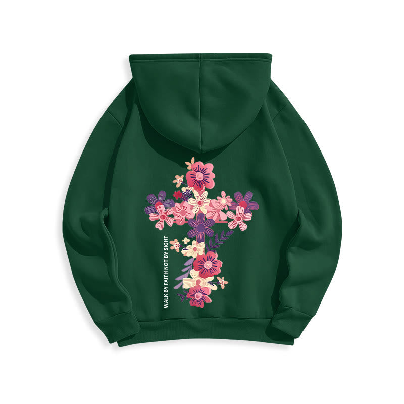 Christianartworkshop Jésus est la lumière Croix florale Foi Sweat à capuche en polyester doublé polaire - image 2