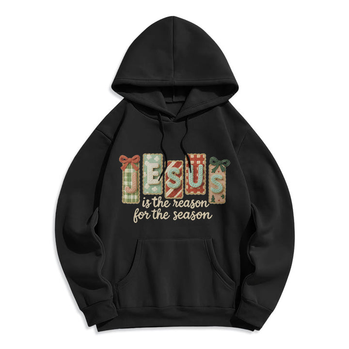 Christianartworkshop Noël Jésus est la raison Sweat à capuche en polyester doublé polaire - Noir - 2XL - image 0