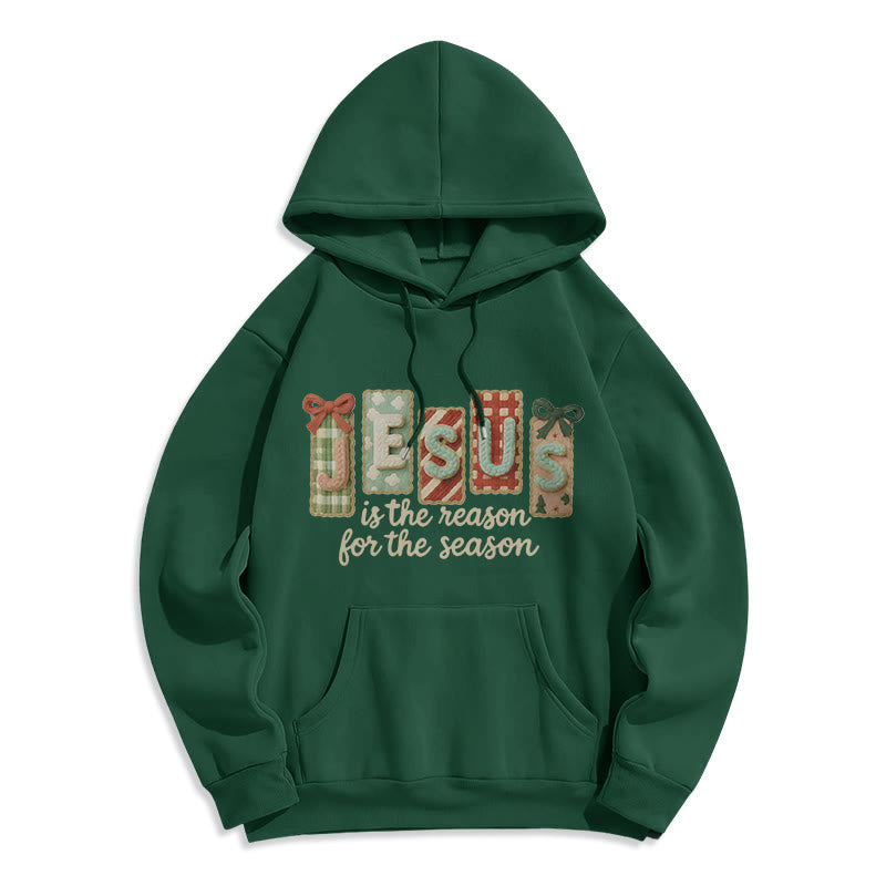 Christianartworkshop Noël Jésus est la raison Sweat à capuche en polyester doublé polaire - Vert - 2XL - image 1
