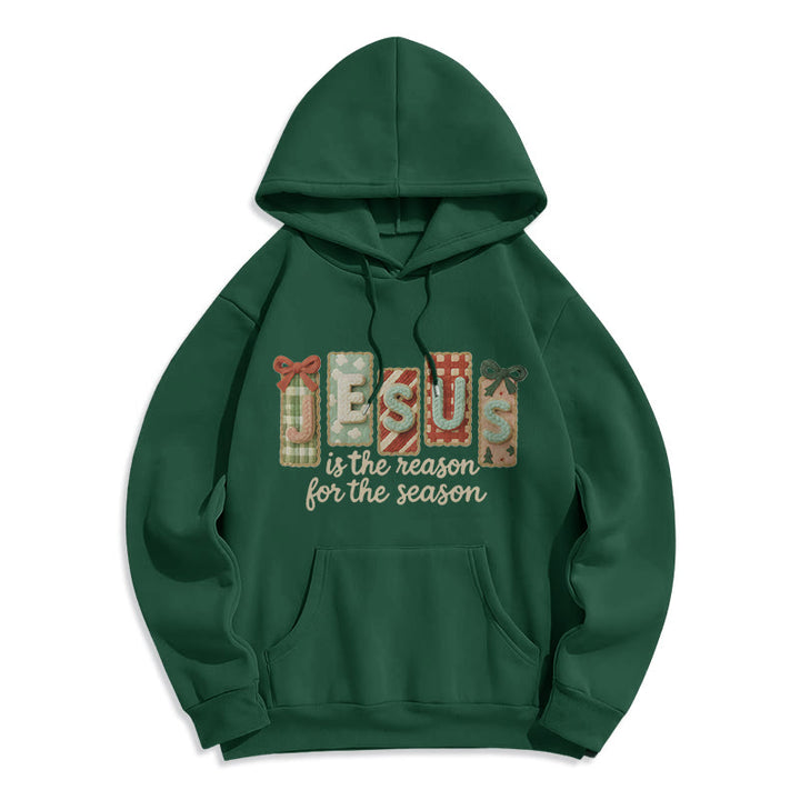 Christianartworkshop Noël Jésus est la raison Sweat à capuche en polyester doublé polaire - Vert - 2XL - image 1