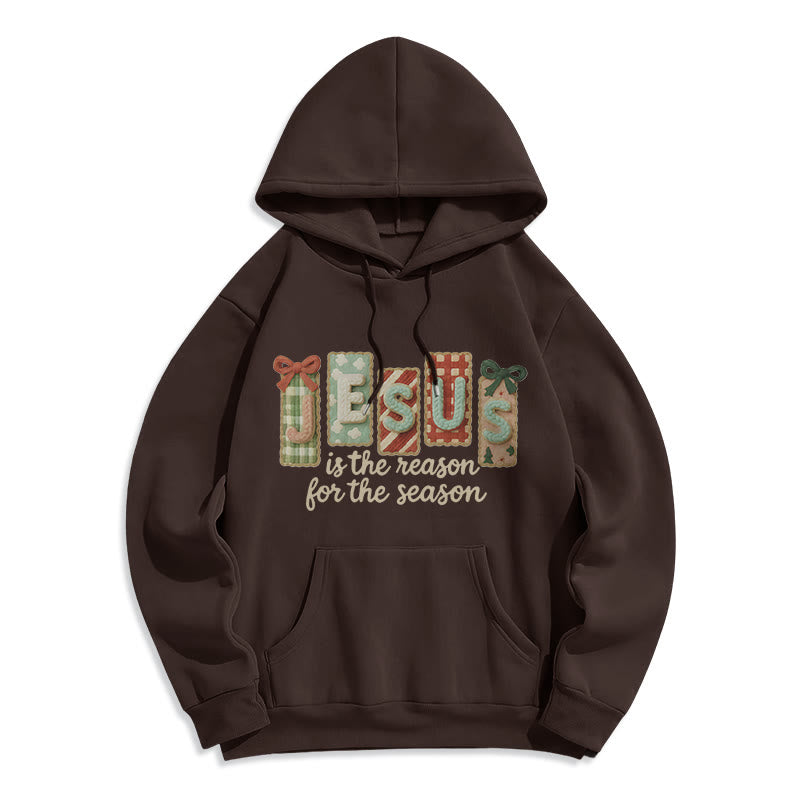Christianartworkshop Noël Jésus est la raison Sweat à capuche en polyester doublé polaire - Brun - 2XL - image 7