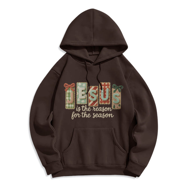Christianartworkshop Noël Jésus est la raison Sweat à capuche en polyester doublé polaire - Brun - 2XL - image 7