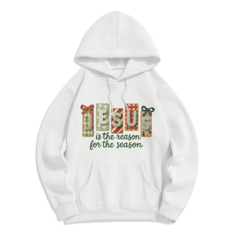 Christianartworkshop Noël Jésus est la raison Sweat à capuche en polyester doublé polaire - Blanc - 2XL - image 6