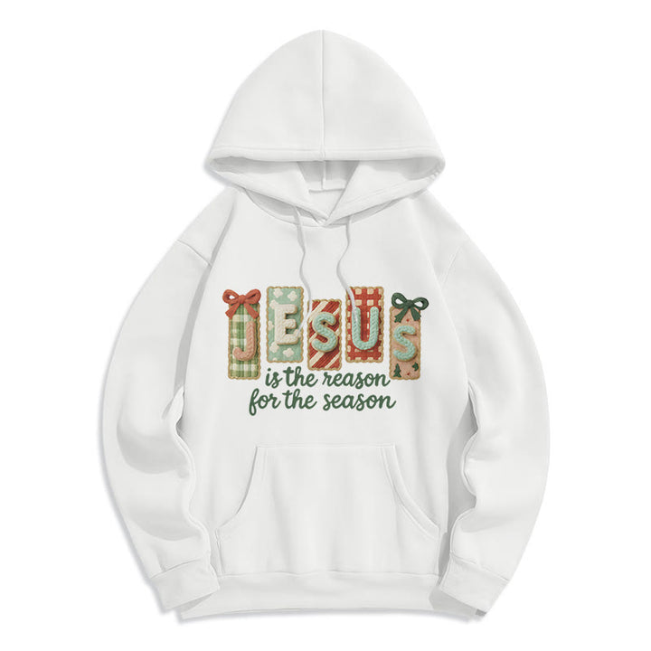 Christianartworkshop Noël Jésus est la raison Sweat à capuche en polyester doublé polaire - Blanc - 2XL - image 6