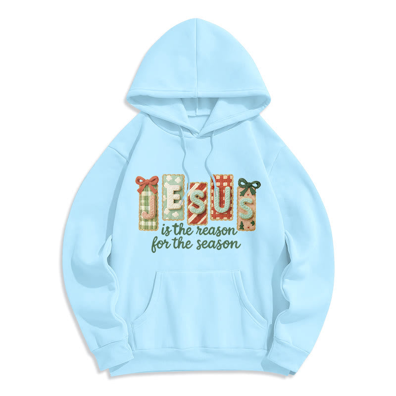 Christianartworkshop Noël Jésus est la raison Sweat à capuche en polyester doublé polaire - Bleu - 2XL - image 3