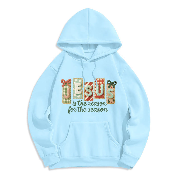 Christianartworkshop Noël Jésus est la raison Sweat à capuche en polyester doublé polaire - Bleu - 2XL - image 3