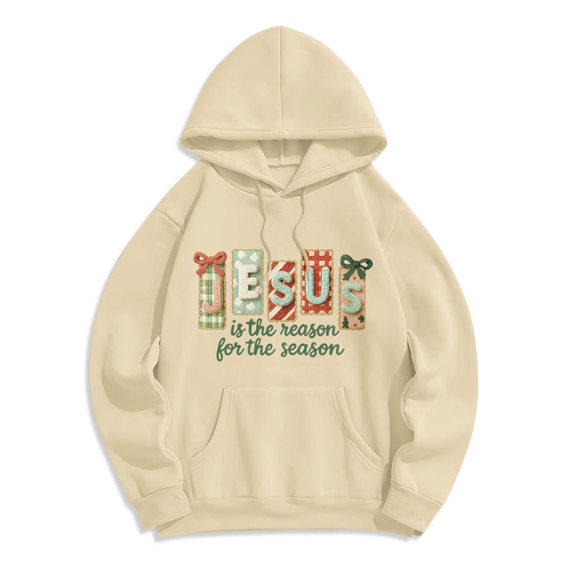Christianartworkshop Noël Jésus est la raison Sweat à capuche en polyester doublé polaire - Beige - 2XL - image 4