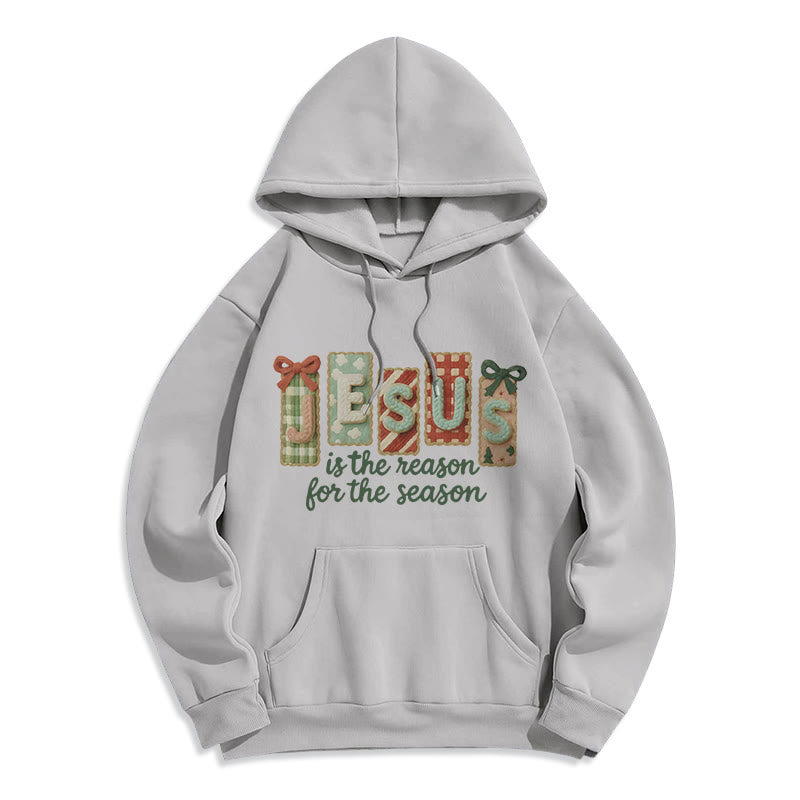 Christianartworkshop Noël Jésus est la raison Sweat à capuche en polyester doublé polaire - Gris - 2XL - image 5