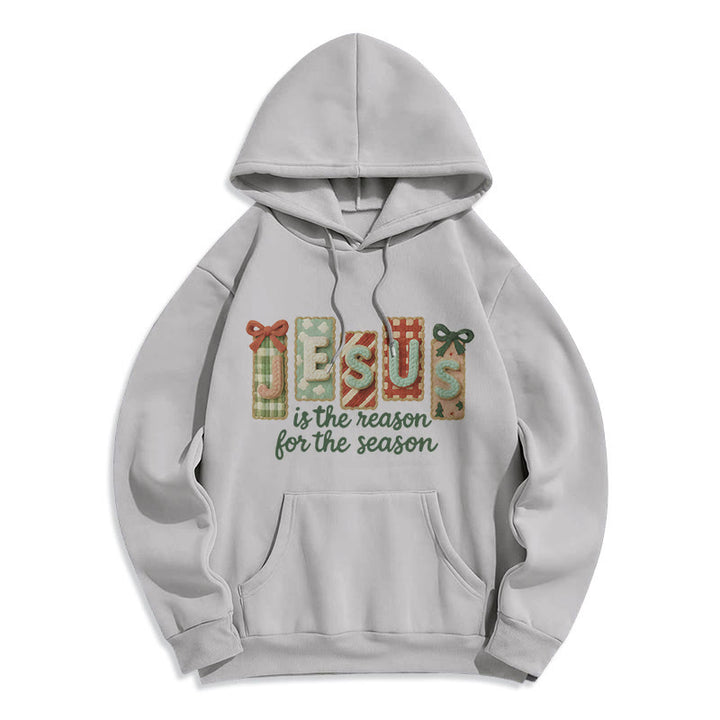 Christianartworkshop Noël Jésus est la raison Sweat à capuche en polyester doublé polaire - Gris - 2XL - image 5
