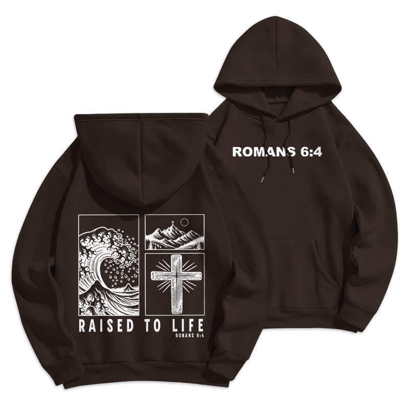 Christianartworkshop Romans 6:4 Sweat à capuche en polyester doublé polaire - Brun - 2XL - image 0
