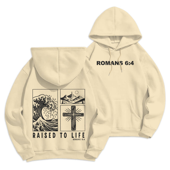 Christianartworkshop Romans 6:4 Sweat à capuche en polyester doublé polaire - Beige - 2XL - image 15