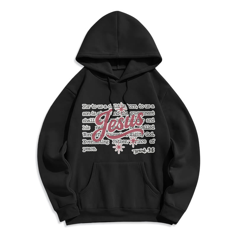 Christianartworkshop Sweat à capuche en polyester doublé polaire avec la prophétie de Noël de Jésus (Ésaïe 9:6) - Noir - 2XL - image 3