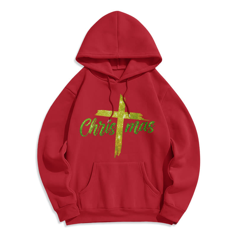 Christianartworkshop Sweat à capuche festif en polyester doublé polaire avec croix de Noël - Rouge - 2XL - image 6