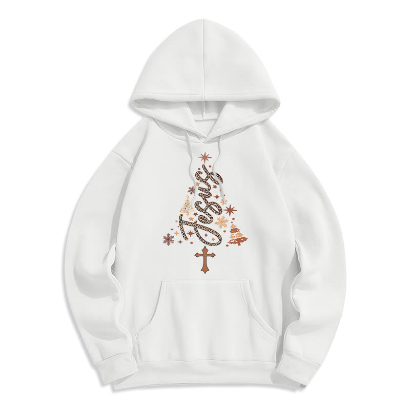 Christianartworkshop Sweat à capuche en polyester doublé polaire avec motif sapin de Noël Jésus - Blanc - 2XL - image 3