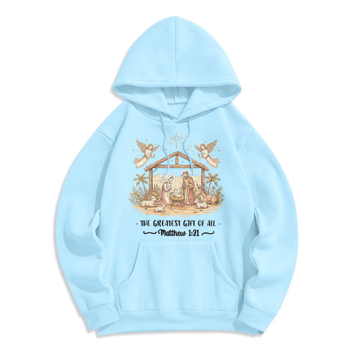 Christianartworkshop Sweat à capuche Playful Faith Christmas en polyester doublé polaire : un jeu de mots avec Goospel pour les sorties décontractées - Bleu - 2XL - image 0