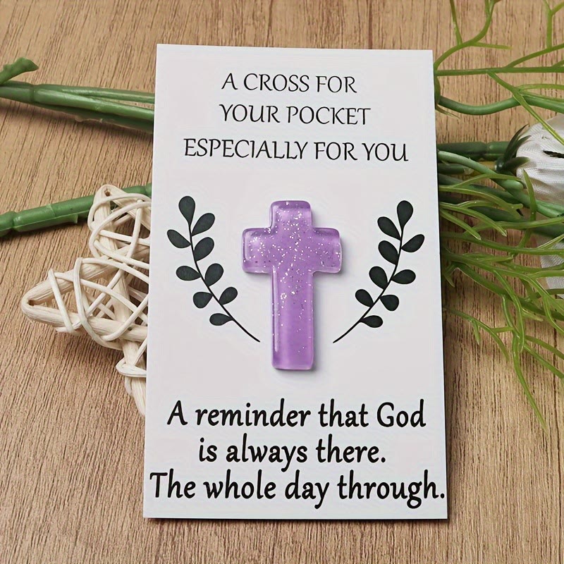 Christianartworkshop Croix de poche pailletée : un rappel de foi portable à emporter au quotidien - Violet - image 3