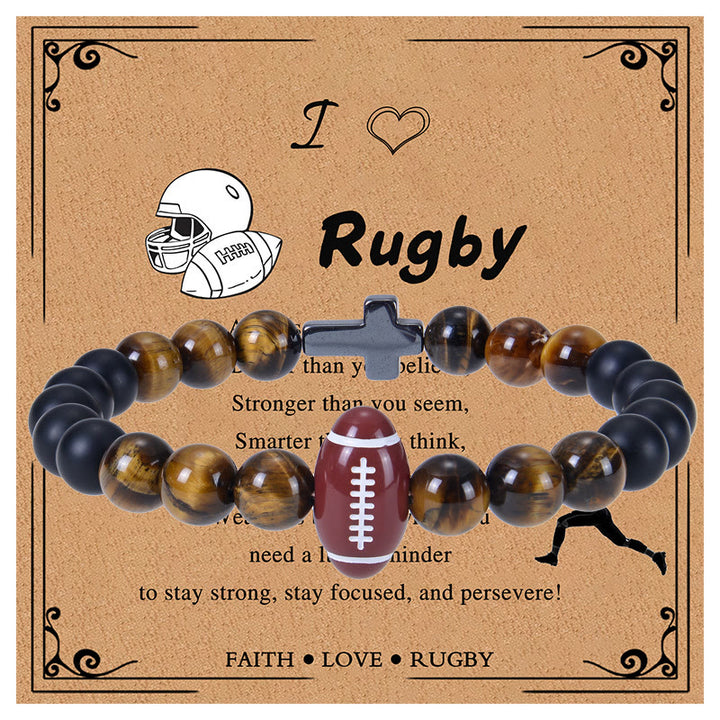 Bracelet sport œil de tigre et mat Christianartworkshop : Un rappel constant de force au quotidien - Rugby - image 1