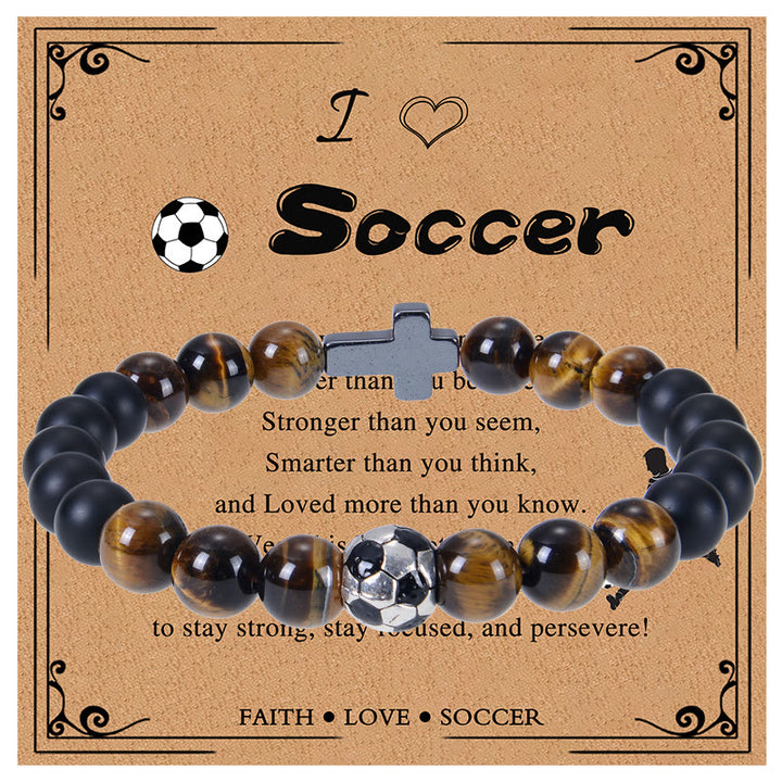 Bracelet sport œil de tigre et mat Christianartworkshop : Un rappel constant de force au quotidien - Football - image 0
