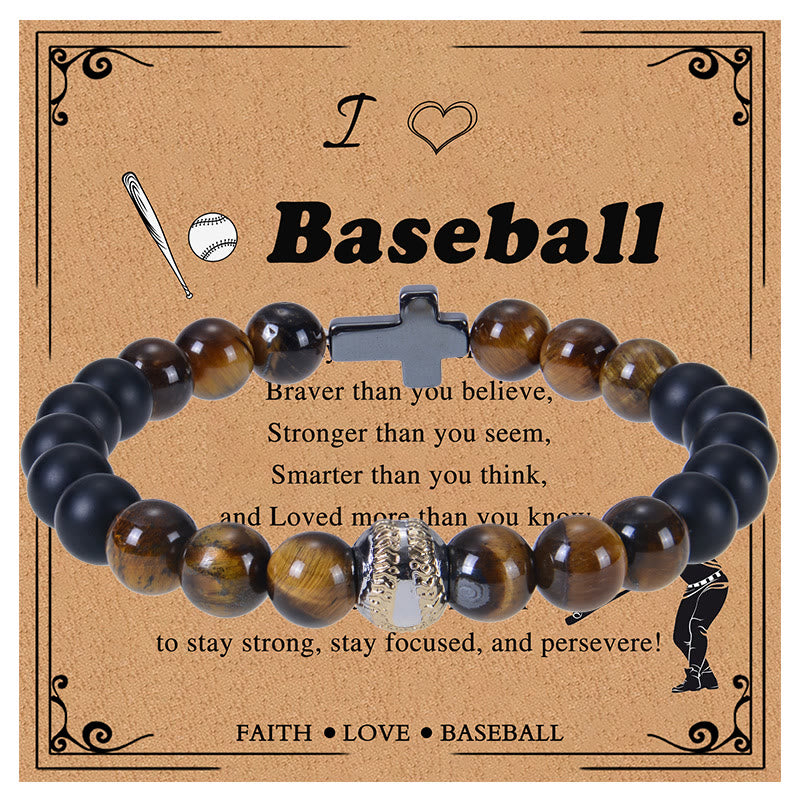 Bracelet sport œil de tigre et mat Christianartworkshop : Un rappel constant de force au quotidien - Base-ball - image 4