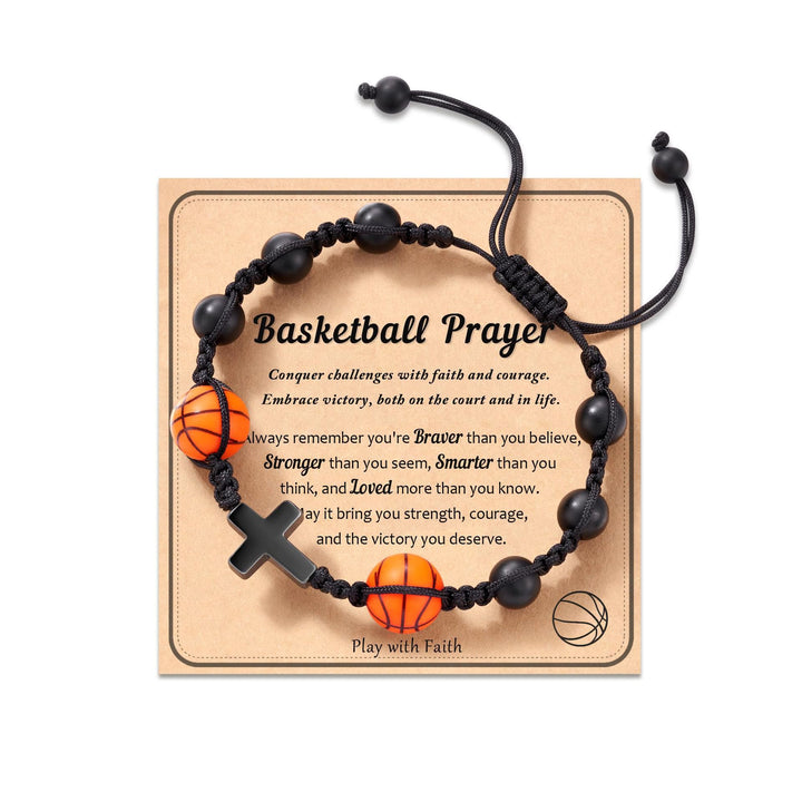 Bracelet de foi sur le thème du sport de Christianartworkshop : Carte avec message touchant à porter au quotidien - Basketball-Prière - image 4