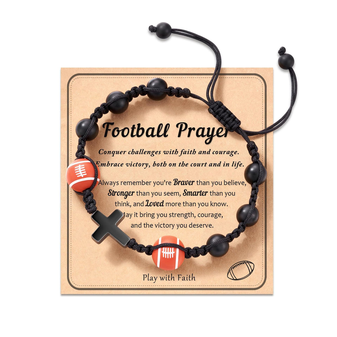 Bracelet de foi sur le thème du sport de Christianartworkshop : Carte avec message touchant à porter au quotidien - Football américain - Prière - image 8