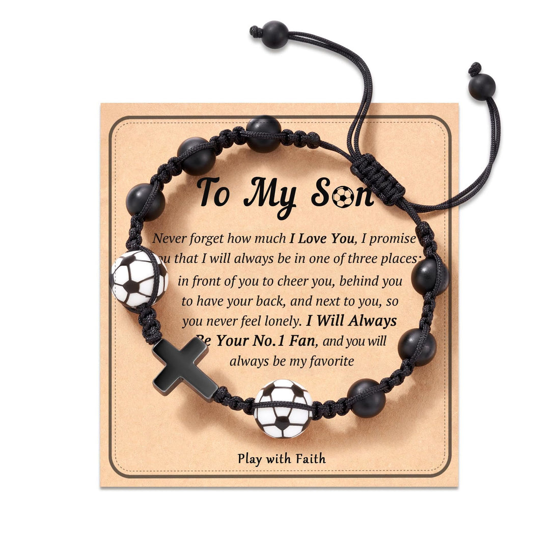 Bracelet de foi sur le thème du sport de Christianartworkshop : Carte avec message touchant à porter au quotidien - Fils de footballeur - image 5