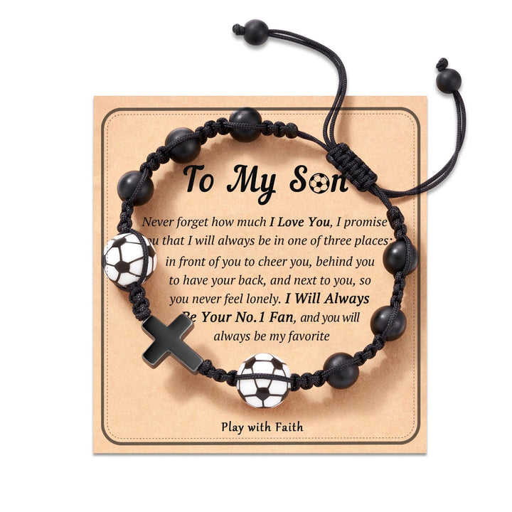 Bracelet de foi sur le thème du sport de Christianartworkshop : Carte avec message touchant à porter au quotidien - Fils de footballeur - image 5