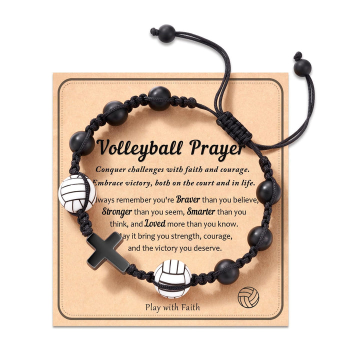 Bracelet de foi sur le thème du sport de Christianartworkshop : Carte avec message touchant à porter au quotidien - Volleyball-Prière - image 2