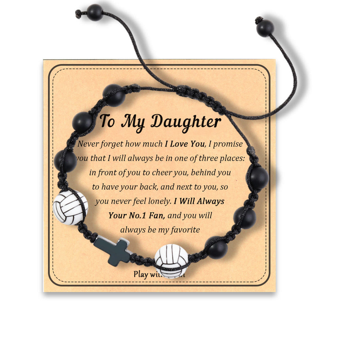 Bracelet de foi sur le thème du sport de Christianartworkshop : Carte avec message touchant à porter au quotidien - Volleyball-Fille - image 0