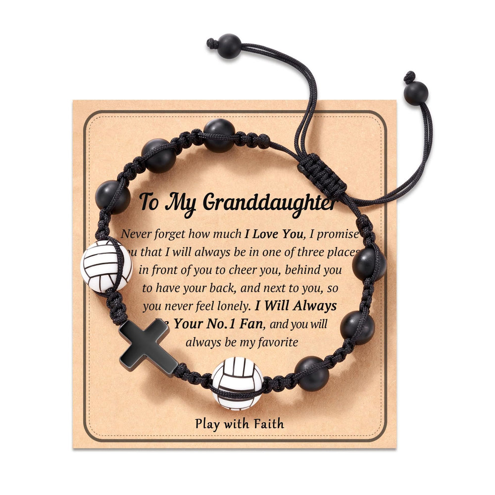 Bracelet de foi sur le thème du sport de Christianartworkshop : Carte avec message touchant à porter au quotidien - Volleyball-Petite-fille - image 1