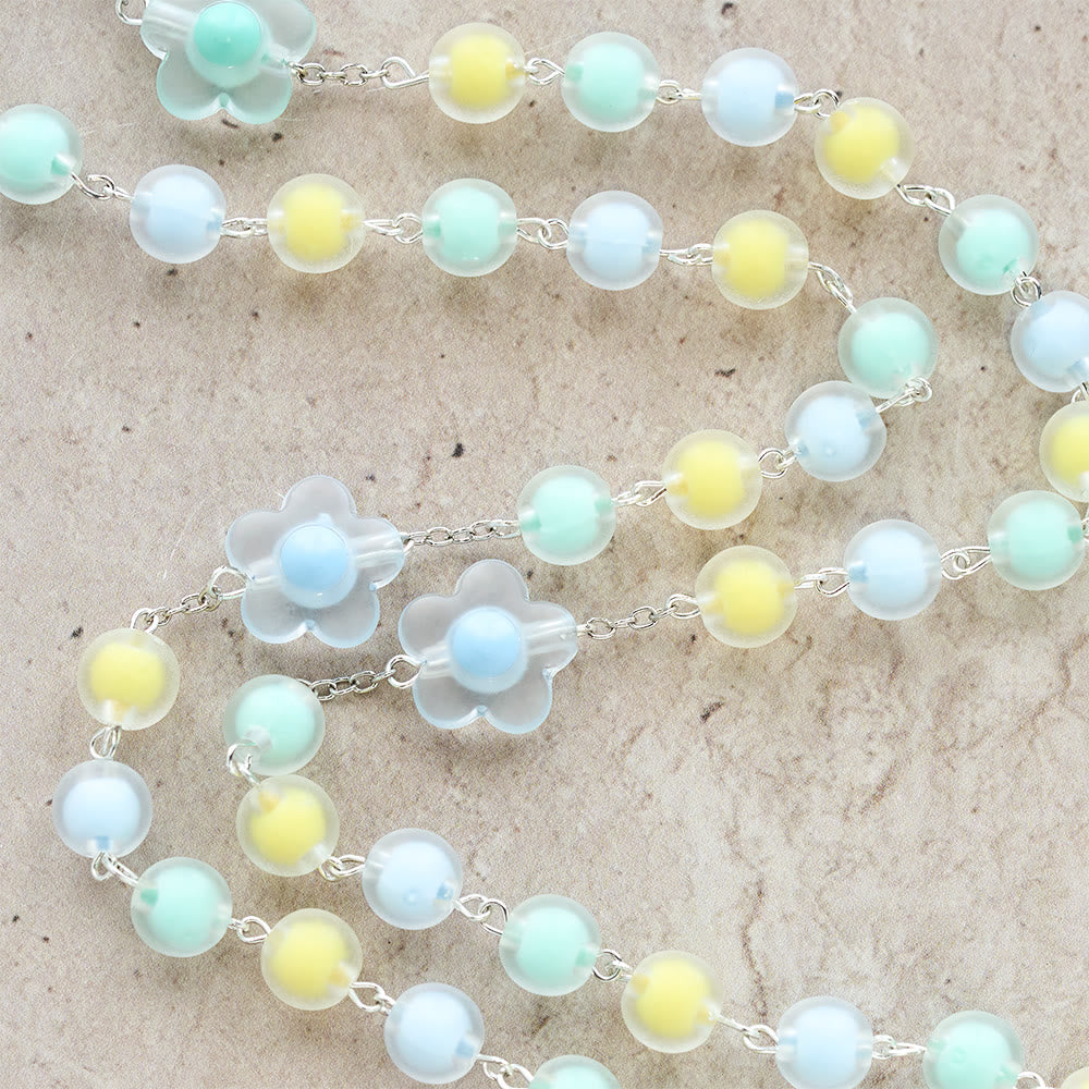 Chapelet de Pâques à motifs floraux pastel avec médaille en forme de cœur de Jésus, collection Christianartworkshop : chapelet de prière pour un cadeau de printemps - image 9