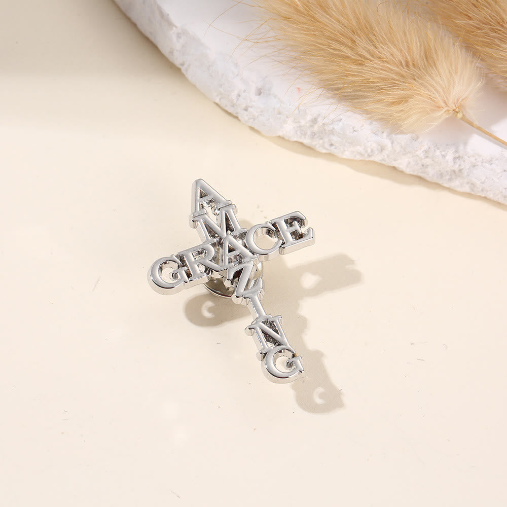 Broche croix et phrase Christianartworkshop : symbole de foi divine pour vêtements - Amazing Grace - image 2