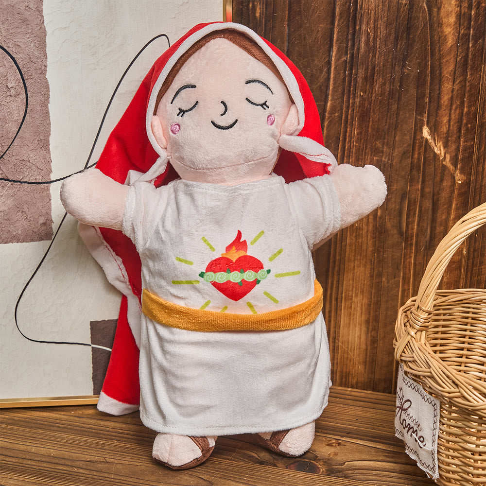 Christianartworkshop Poupée en peluche Mary rouge et bleue avec musique douce et respirante - Rouge - image 0