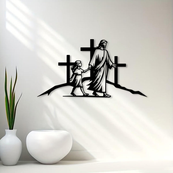 Christianartworkshop Décoration murale en métal Croix et Guidance : Symbole de Compagnie Divine - image 1