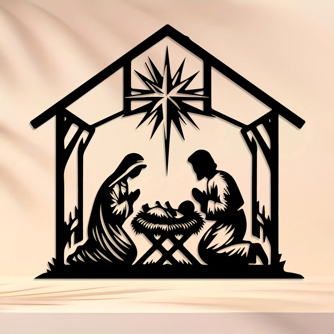 Christianartworkshop Décoration murale en métal en forme d'étoile de la Nativité : un rappel quotidien de la foi pour votre espace - image 1