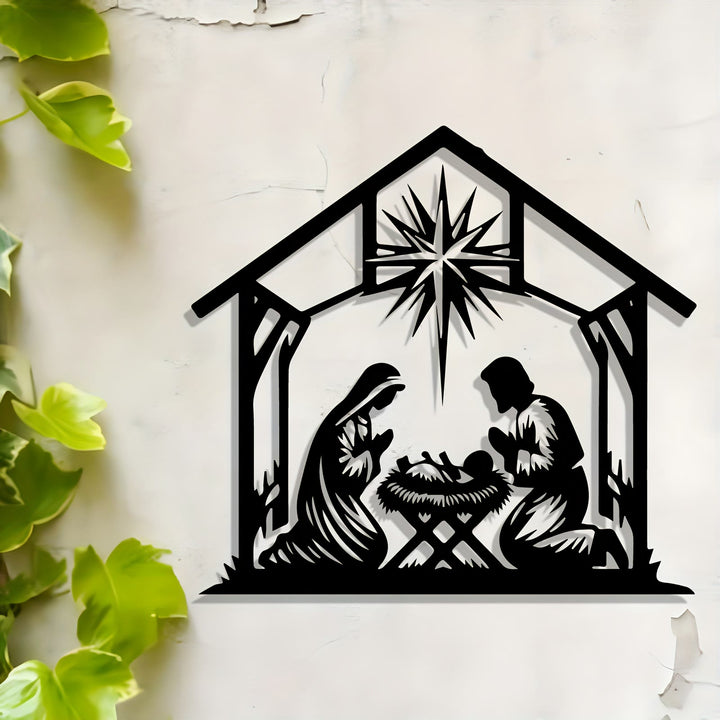 Christianartworkshop Décoration murale en métal en forme d'étoile de la Nativité : un rappel quotidien de la foi pour votre espace - Noir - 11,81''*11,02''/30*28cm - image 0