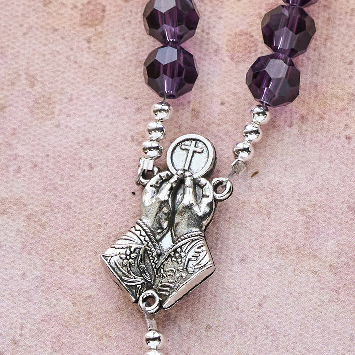 Chapelet violet orné d'anges, créé par Christianartworkshop : Laissez les anges tisser la grâce dans vos prières - image 7