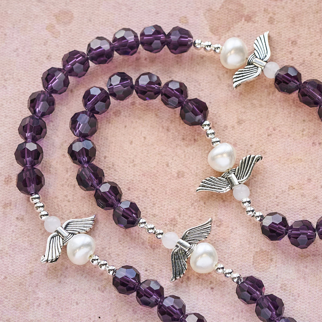 Chapelet violet orné d'anges, créé par Christianartworkshop : Laissez les anges tisser la grâce dans vos prières - image 8