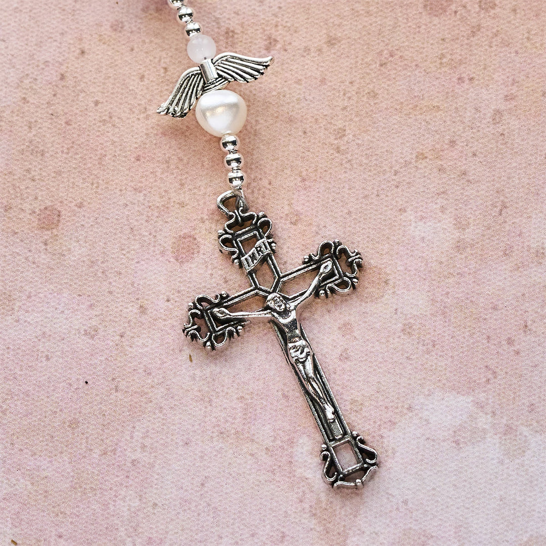 Christianartworkshop Chapelet violet orné d'anges : Laissez les anges tisser la grâce dans vos prières - image 9