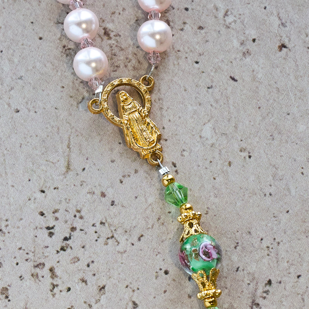 Christianartworkshop Chapelet de dévotion à Saint Jude, perles roses célestes et perles florales de grâce sacrée - image 8