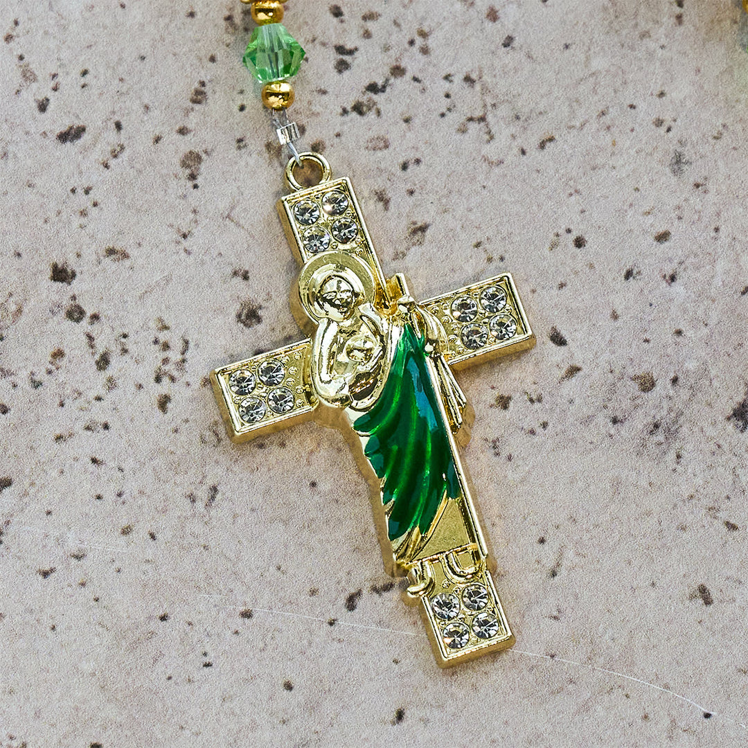 Christianartworkshop Chapelet de dévotion à Saint Jude, perles roses célestes et perles florales de grâce sacrée - image 7