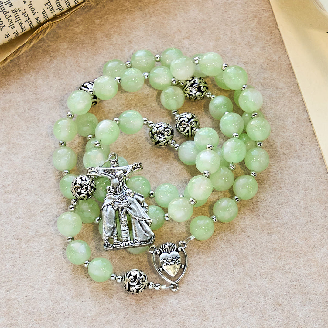 Christianartworkshop Chapelet changeant de couleur du vert au rouge sous UV : Perles étoilées et croix du Christ dévotionnelle - image 11