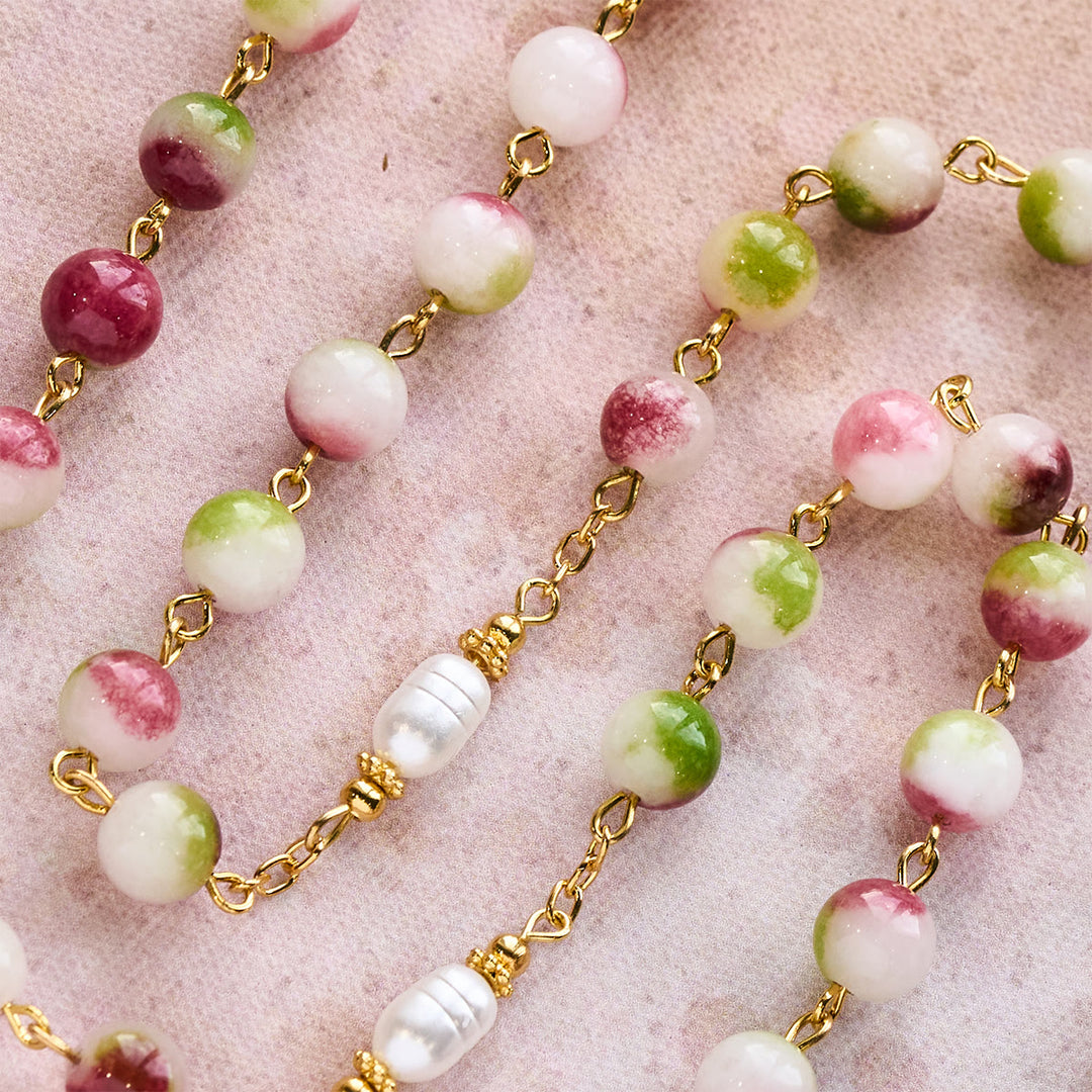 Christianartworkshop Chapelet en tourmaline éclatante avec chaîne en or et crucifix du Christ - image 7