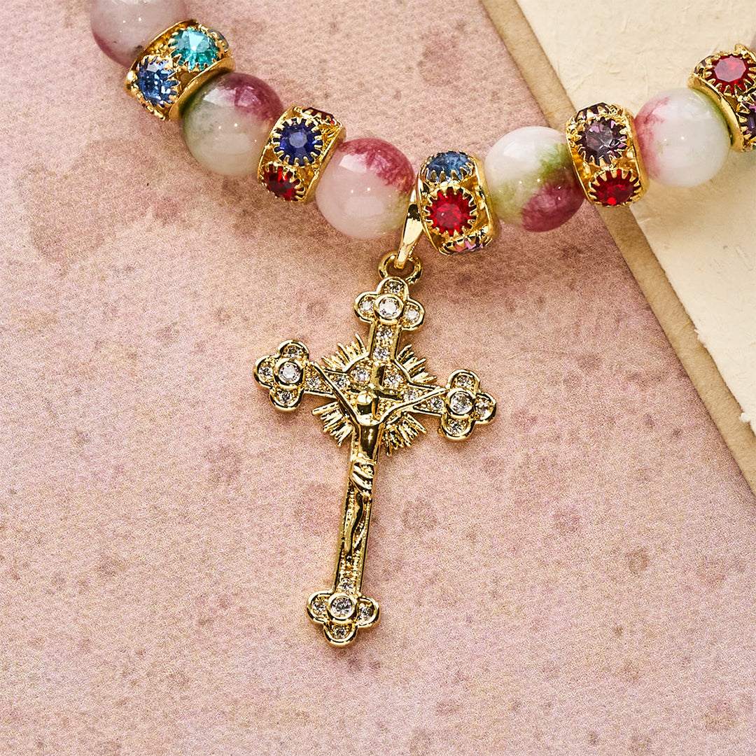 Christianartworkshop Bracelet dévotionnel en tourmaline scintillante avec crucifix doré orné - image 7
