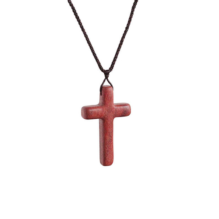 Christianartworkshop Collier croix en bois de santal rouge fait main — Un geste de dévotion simple, à porter au quotidien - 3,8 (Jante ronde) - image 9
